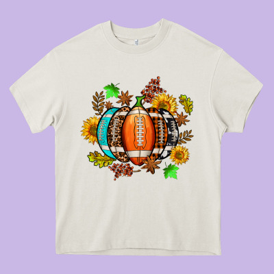 Fall Football Sunflower And Fall Heavy Core Tee Designed By Adodesignshop
