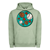 Pigment Oil Green baseball with sunflower round earrings Urban Hoodie - BundleAndBundleShop