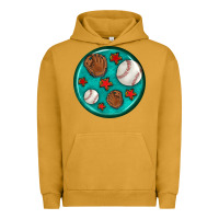 Pigment Peanut Butter baseball with sunflower round earrings Urban Hoodie - BundleAndBundleShop