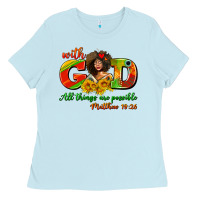 Baby Blue with god all things are possible juneteenth Ladies Tee - AdoDesignShop