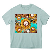 Arona baseball leopard turquoise sunflower Heavy Core Tee - JahusDesignShop