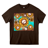 Chocolate Brown baseball leopard turquoise sunflower Heavy Core Tee - JahusDesignShop