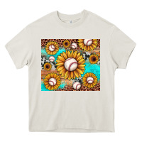 Baseball Leopard Turquoise Sunflower Heavy Core Tee | Teevron
