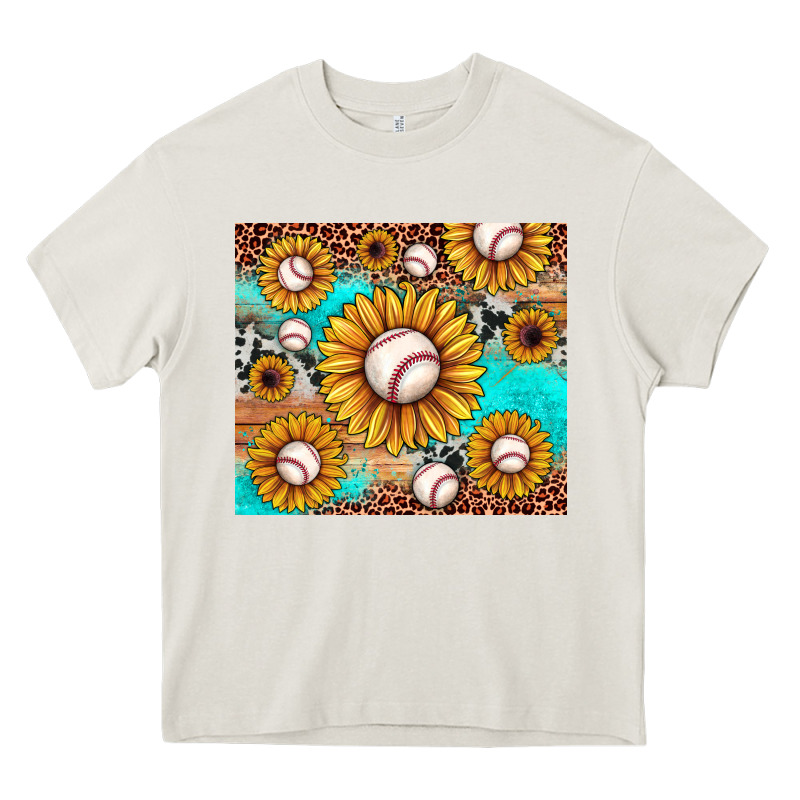 Baseball Leopard Turquoise Sunflower Heavy Core Tee by JahusDesignShop | Teevron