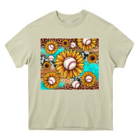 Mossy baseball leopard turquoise sunflower Heavy Core Tee - JahusDesignShop