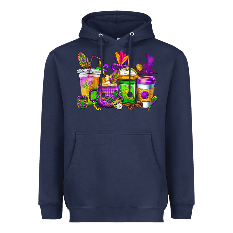 Mardi Gras Coffee Cups Cowgirl Heavyweight Hoodie by CowGirlArtShop | Teevron