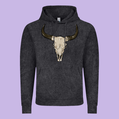 Cow Skul Vintage Hoodie Designed By Maliassmallbusiness