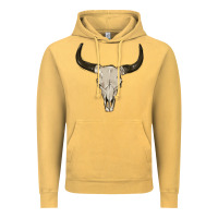 Vintage Mustard cow skul Vintage Hoodie - MaliasSmallBusiness