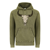 Vintage Olive cow skul Vintage Hoodie - MaliasSmallBusiness