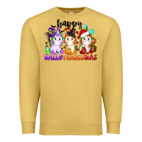 Antique Gold happy hallothanksmas unicorn Premium Sweatshirt - CowGirlArtShop
