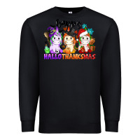 Black happy hallothanksmas unicorn Premium Sweatshirt - CowGirlArtShop