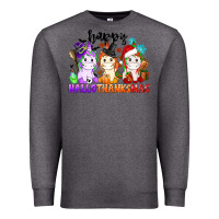 Charcoal Heather happy hallothanksmas unicorn Premium Sweatshirt - CowGirlArtShop