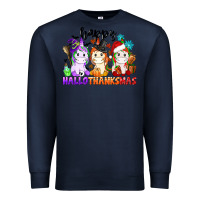 Navy happy hallothanksmas unicorn Premium Sweatshirt - CowGirlArtShop