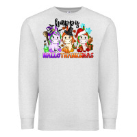 Oatmeal Heather happy hallothanksmas unicorn Premium Sweatshirt - CowGirlArtShop