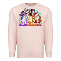 Pale Pink happy hallothanksmas unicorn Premium Sweatshirt - CowGirlArtShop