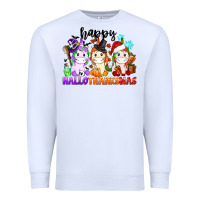 White happy hallothanksmas unicorn Premium Sweatshirt - CowGirlArtShop