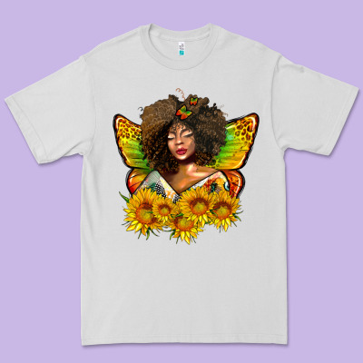 Butterfly Afro Woman Juneteenth Premium Tee Designed By Adodesignshop
