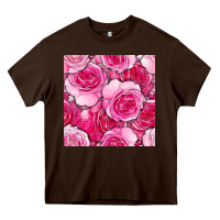 Chocolate Brown valentines day all dress up roses seamless pattern Heavy Core Tee - BundleAndBundleShop