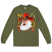 Army Green Cowboy Santa Long Sleeve Tee - NancyCooperArtShop