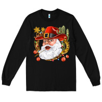 Black Cowboy Santa Long Sleeve Tee - NancyCooperArtShop