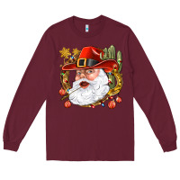 Burgundy Cowboy Santa Long Sleeve Tee - NancyCooperArtShop