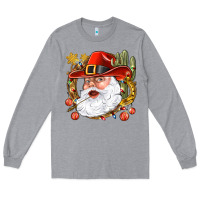 Heather Grey Cowboy Santa Long Sleeve Tee - NancyCooperArtShop