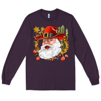 Plum Cowboy Santa Long Sleeve Tee - NancyCooperArtShop