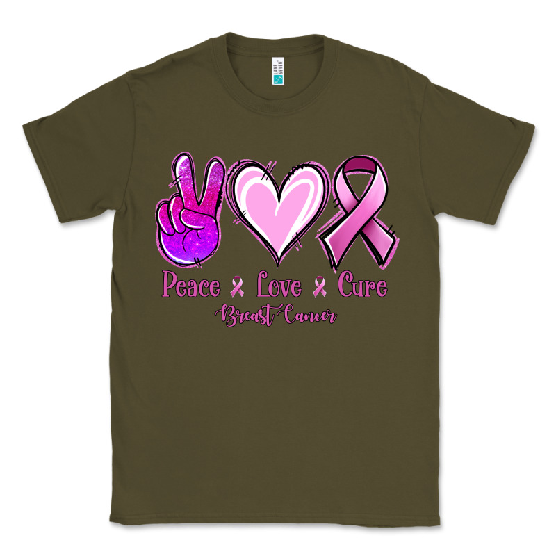 Peace Love Cure Breast Cancer Classic Tee by NancyCooperArtShop | Teevron