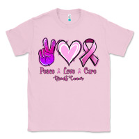 Bubblegum Pink Peace love cure Breast Cancer Classic Tee - NancyCooperArtShop