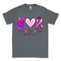 Charcoal Heather Peace love cure Breast Cancer Classic Tee - NancyCooperArtShop