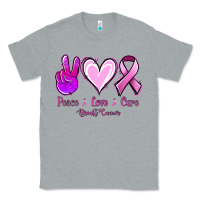 Heather Grey Peace love cure Breast Cancer Classic Tee - NancyCooperArtShop