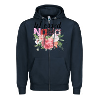 Navy Blessed Nana Gifts for Nana or Grandma Zipper Hoodie - Bettercallsaul