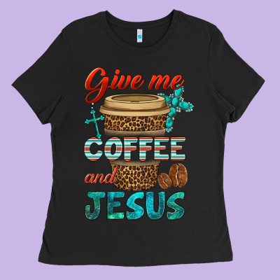 Give Me Coffee And Jesus Ladies Tee Designed By Bundleandbundleshop
