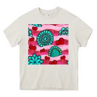 Cream valentines day turquoise gemstone  and hearts Heavy Core Tee - BundleAndBundleShop