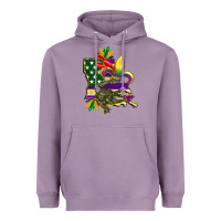 Lavender louisiana map american flag mardi gras Heavyweight Hoodie - CowGirlArtShop