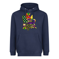 Navy louisiana map american flag mardi gras Heavyweight Hoodie - CowGirlArtShop