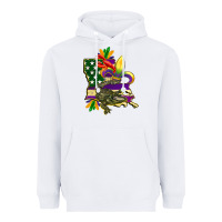 White louisiana map american flag mardi gras Heavyweight Hoodie - CowGirlArtShop