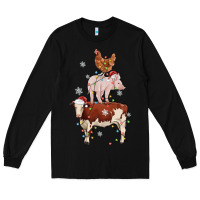Black Merry Christmas Farm Animals Long Sleeve Tee - MaliasSmallBusiness