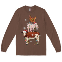 Chestnut Merry Christmas Farm Animals Long Sleeve Tee - MaliasSmallBusiness
