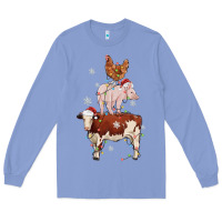 Colony Blue Merry Christmas Farm Animals Long Sleeve Tee - MaliasSmallBusiness