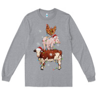 Heather Grey Merry Christmas Farm Animals Long Sleeve Tee - MaliasSmallBusiness