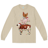 Mushroom Merry Christmas Farm Animals Long Sleeve Tee - MaliasSmallBusiness