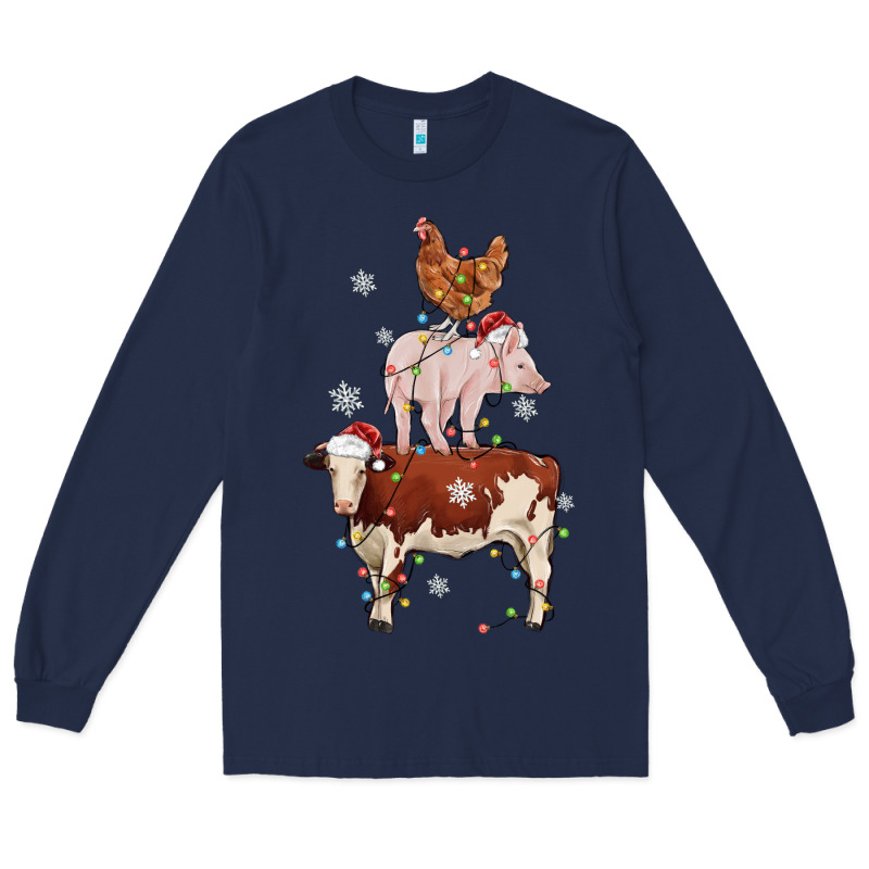 Merry Christmas Farm Animals Long Sleeve Tee by MaliasSmallBusiness | Teevron