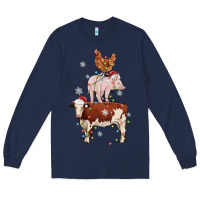 Navy Merry Christmas Farm Animals Long Sleeve Tee - MaliasSmallBusiness