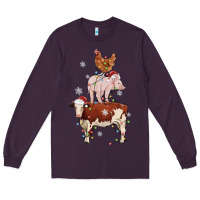 Plum Merry Christmas Farm Animals Long Sleeve Tee - MaliasSmallBusiness