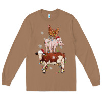 Toasted Coconut Merry Christmas Farm Animals Long Sleeve Tee - MaliasSmallBusiness