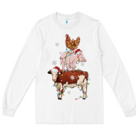 White Merry Christmas Farm Animals Long Sleeve Tee - MaliasSmallBusiness