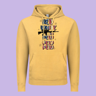 Red White And Pew Pew Pew Vintage Hoodie Designed By Maliassmallbusiness