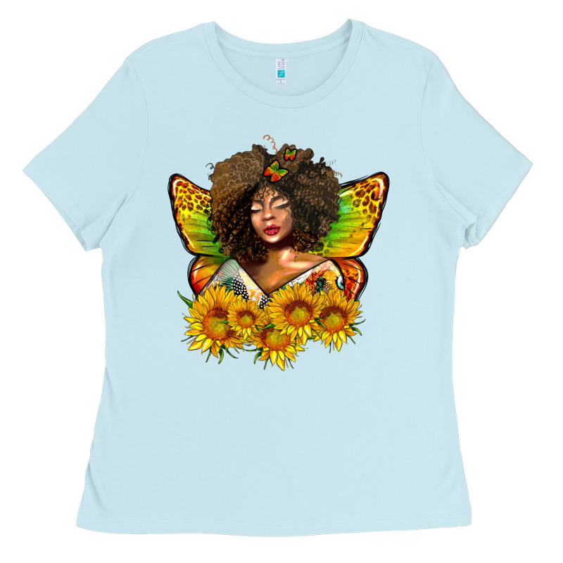 Butterfly Afro Woman Juneteenth Ladies Tee by AdoDesignShop | Teevron