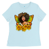 Baby Blue butterfly afro woman juneteenth Ladies Tee - AdoDesignShop